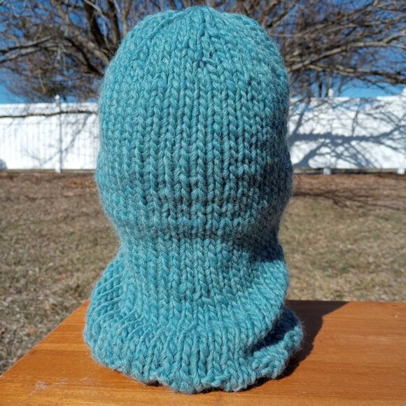 Men's Balaclava Knight Helmet Hat Beanie Neck Gaiter Hoodie Wool Sea Green M - Picture 5 of 13